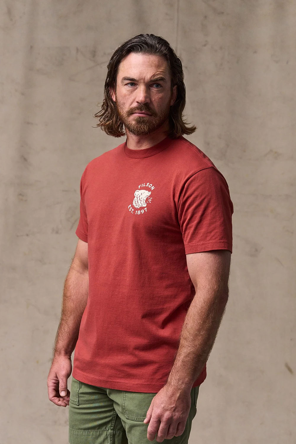 filson bear graphic tshirt chili oil profile