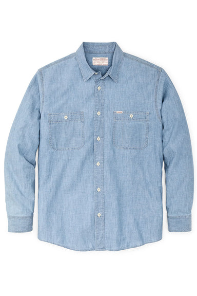 filson chambray cpo shirt light indigo flatlay