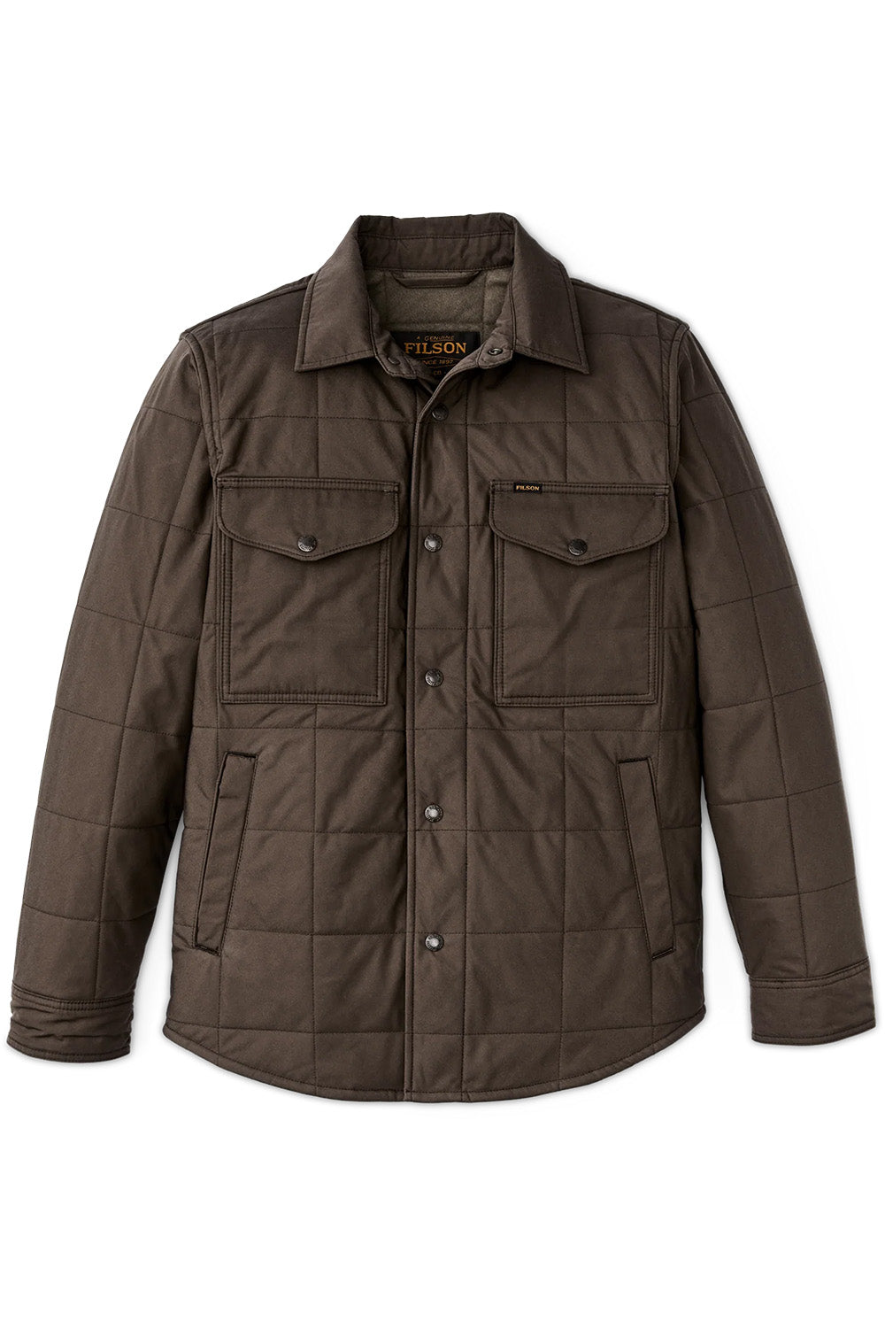 filson cover cloth quilted jac shirt slate black flatlay
