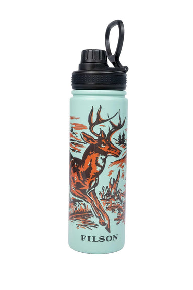 filson deer metal water bottle seafoam front