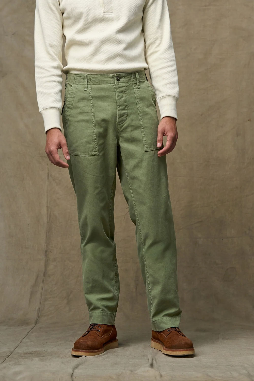 filson field supply pants washed fatigue green front