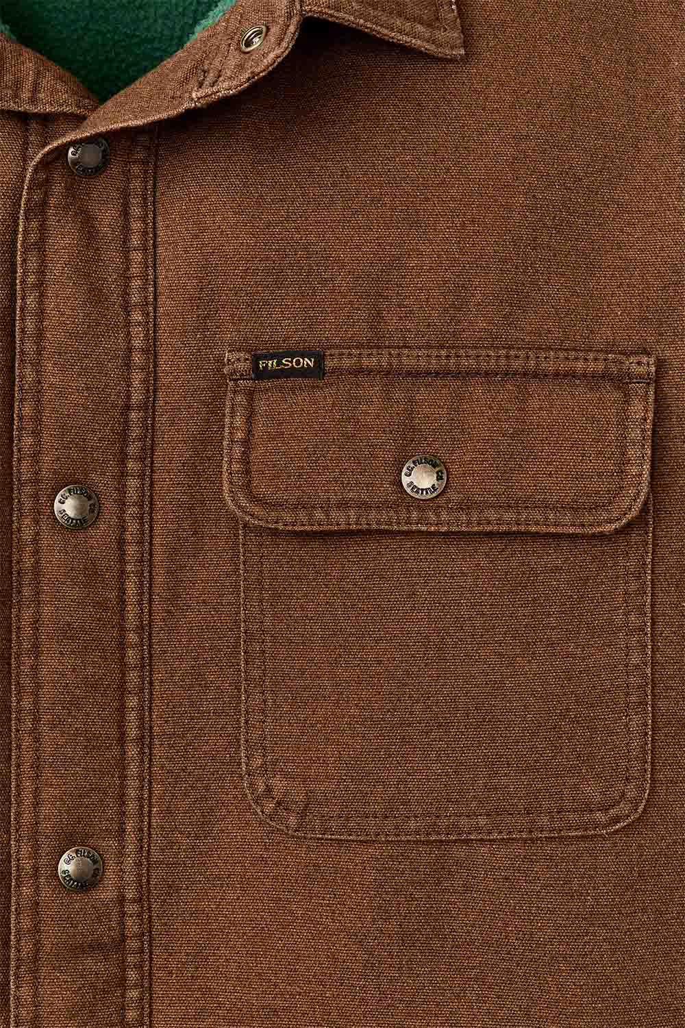 filson fleece lined jac shirt brown detail