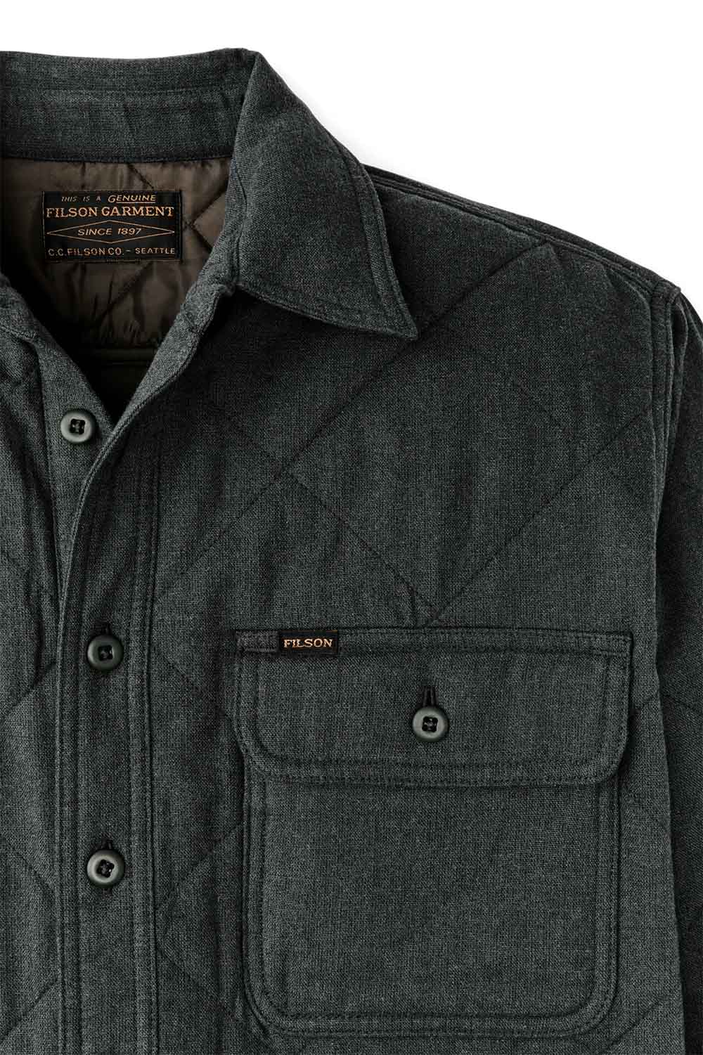 filson insulated flannel shirt charcoal detail