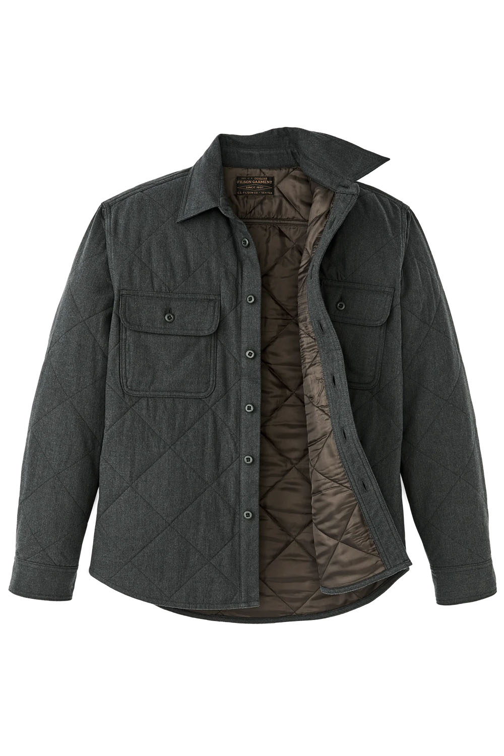 filson insulated flannel shirt charcoal inside