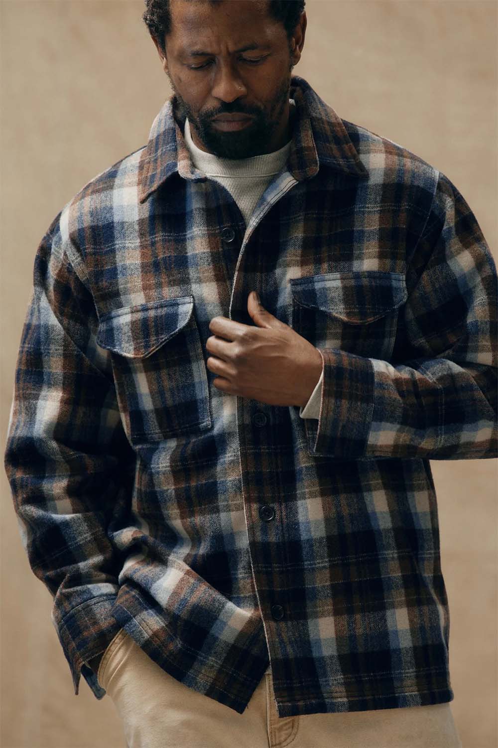 filson jac shirt brown light blue multi plaid