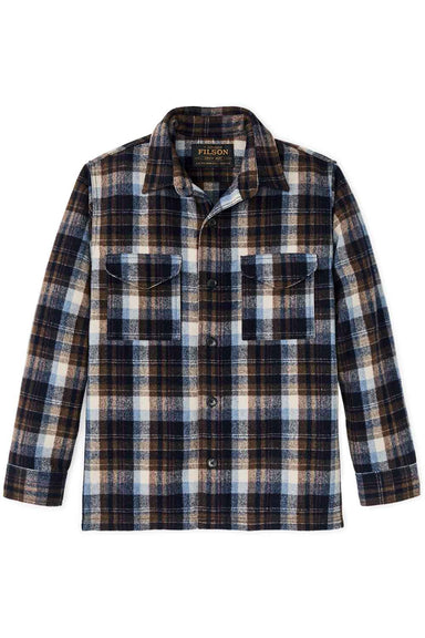 filson jac shirt brown light blue multi plaid flatlay
