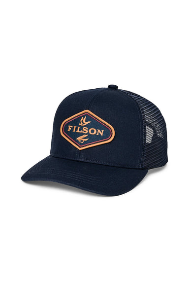 filson logger mesh cap navy fowl fly front 