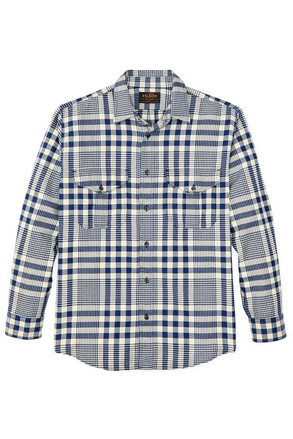 filson lw alaskan guide shirt indigo multi plaid flatlay