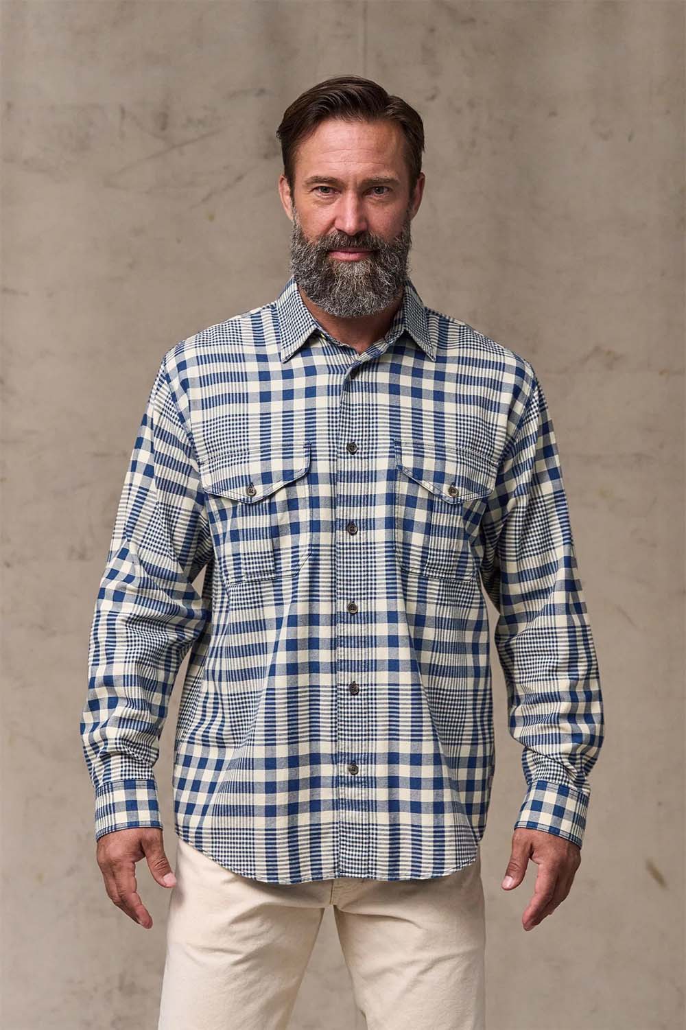 filson lw alaskan guide shirt indigo multi plaid front