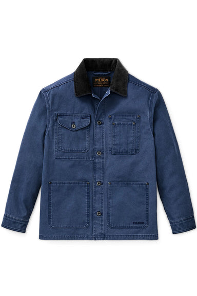 filson rustic canvas barn coat indigo front