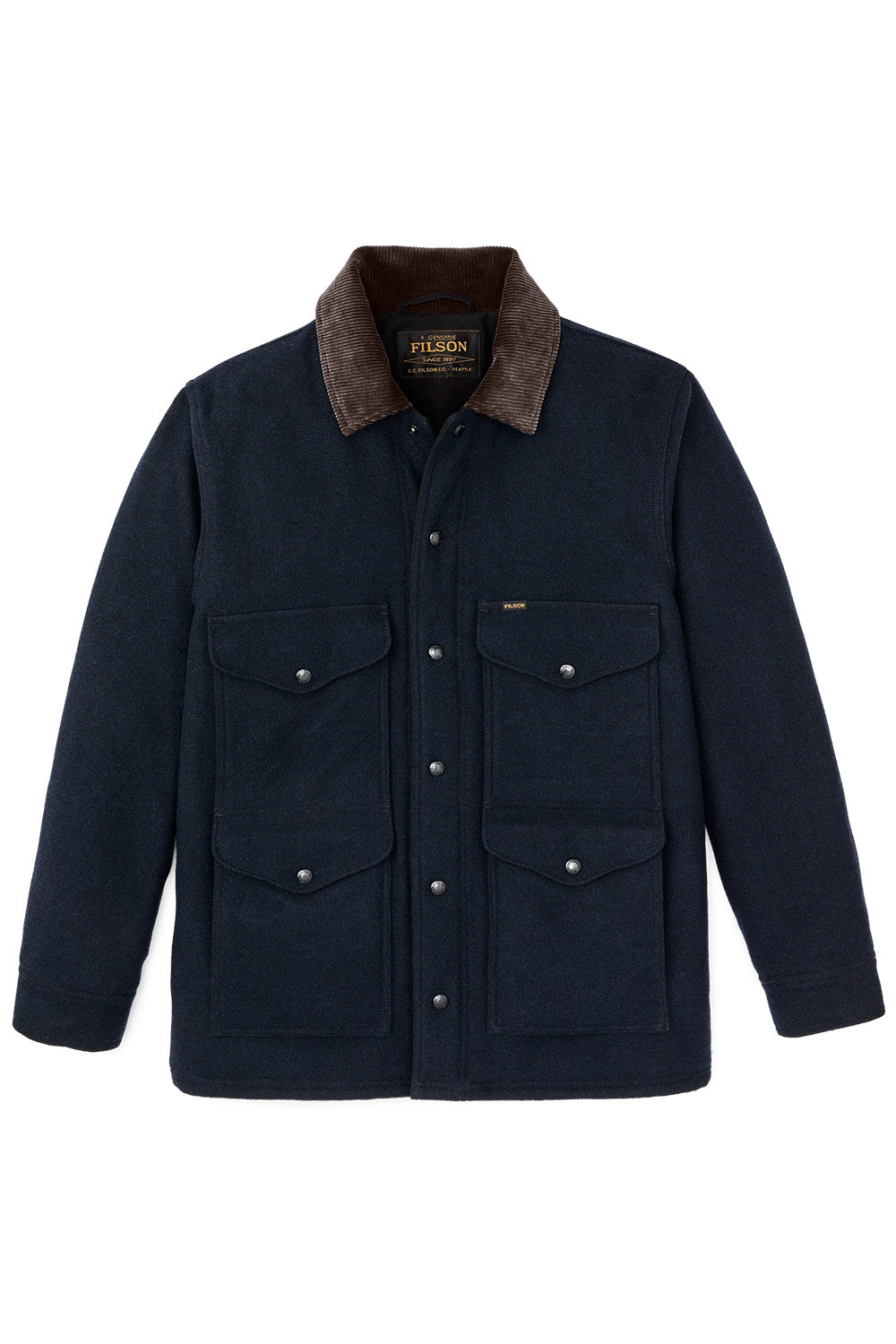 filson spokane insulated cruiser navy flatlay