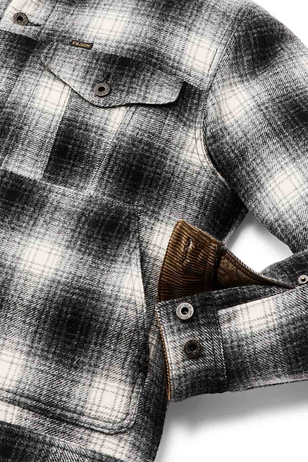 filson spokane insulated short cruiser charcoal ombre detail