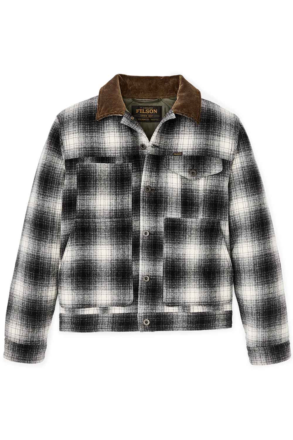 filson spokane insulated short cruiser charcoal ombre front