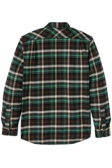 filson vintage flannel workshirt brown cream multi plaid back