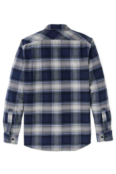 filson vintage flannel workshirt light blue navy plaid back