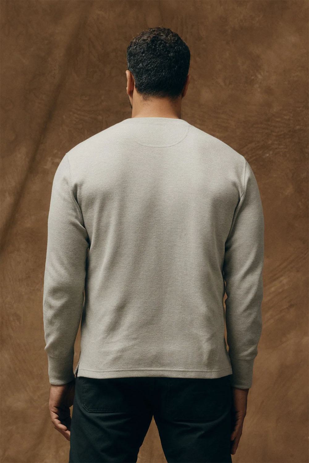 Filson - Waffle Knit Henley - Light Heather Grey - Back