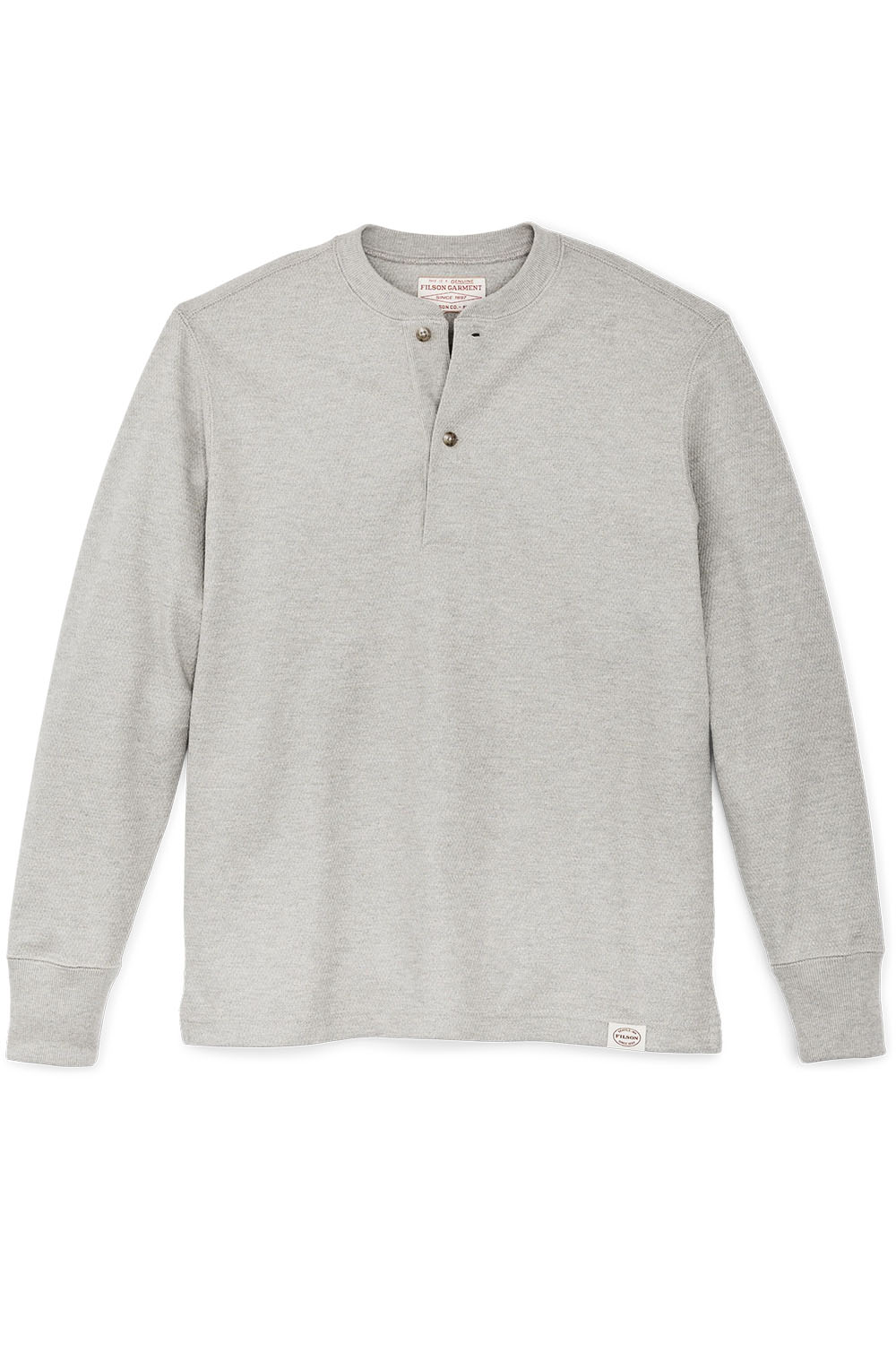 Filson - Waffle Knit Henley - Light Heather Grey - Flatlay