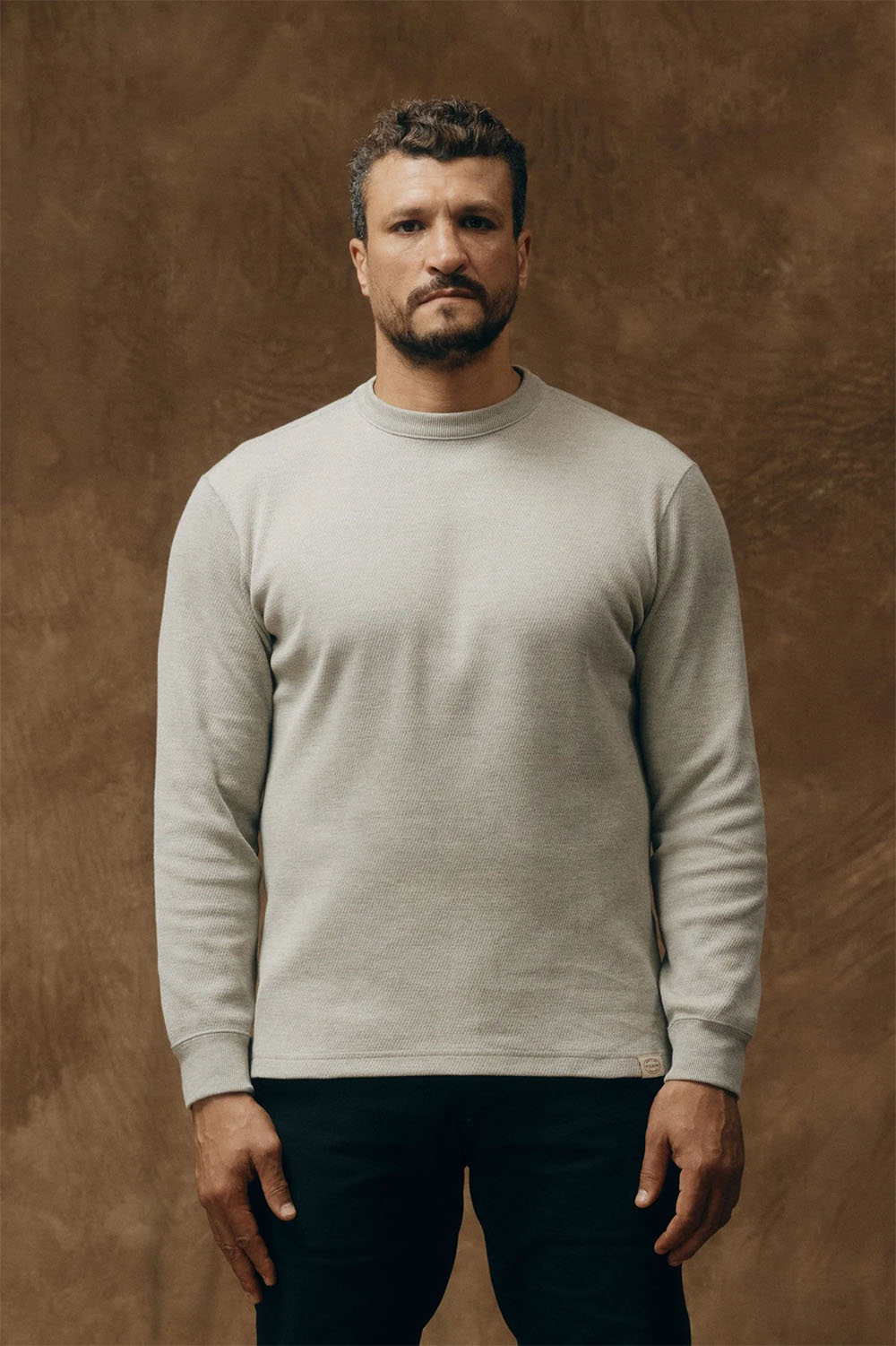 filson waffle knit thermal lt heather grey front