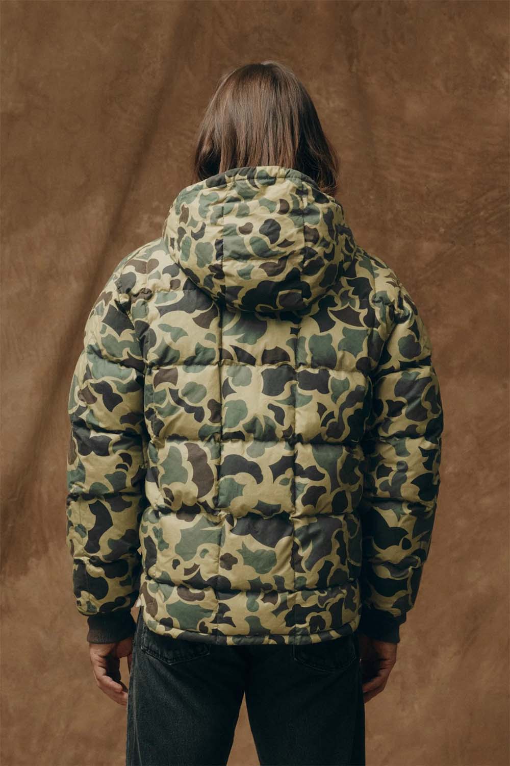 filson waxed down jacket tundra shrub camo back