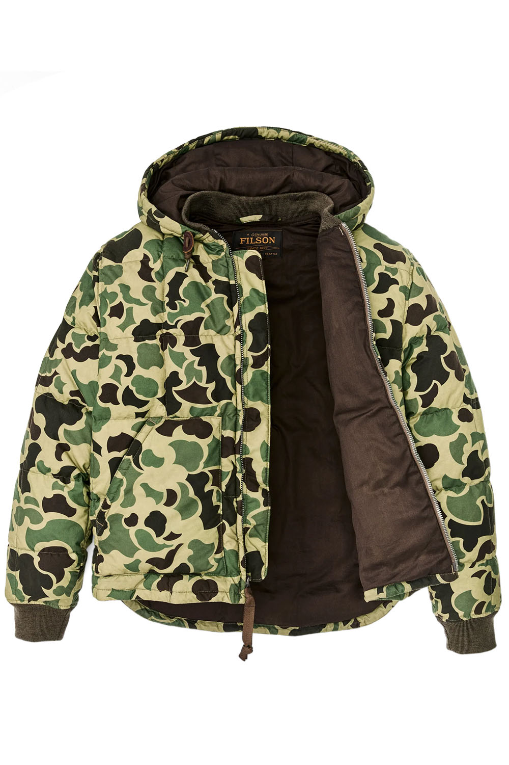 filson waxed down jacket tundra shrub camo inside