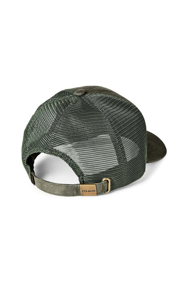 filson waxed logger mesh cap otter green back