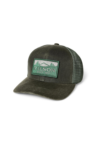 filson waxed logger mesh cap otter green front