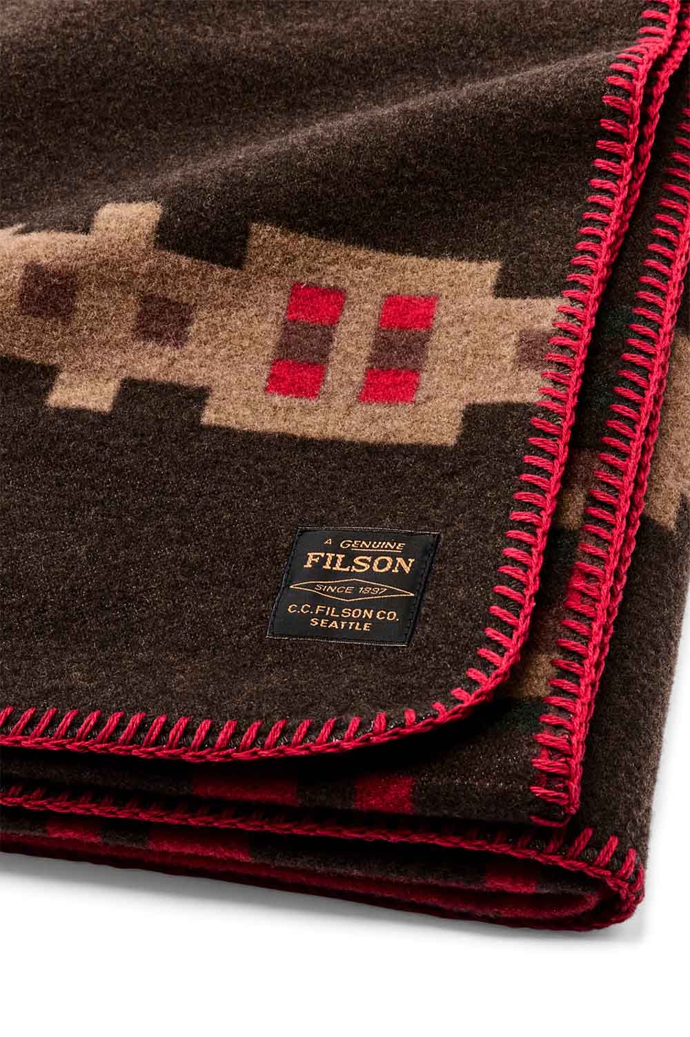 filson wool-blend blanket brown port multi detail