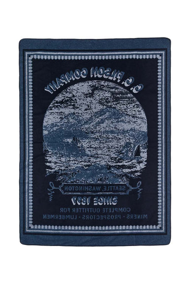 filson wool-blend blanket navy mountain sea back