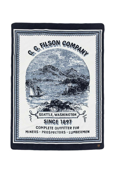 filson wool-blend blanket navy mountain sea front