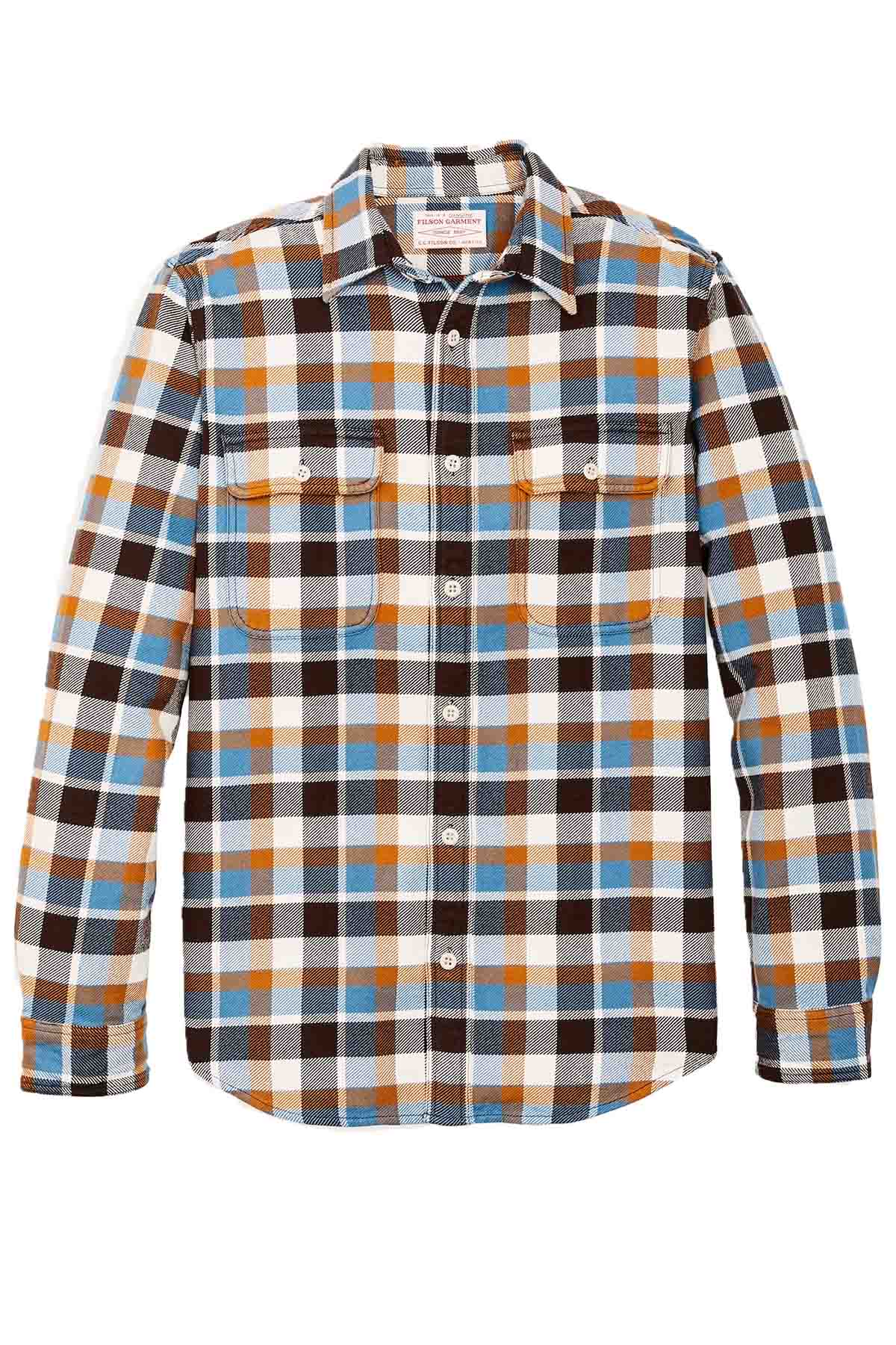Filson - Vintage Flannel Workshirt - Brown/Cream/Ochre/Blue Plaid - Front