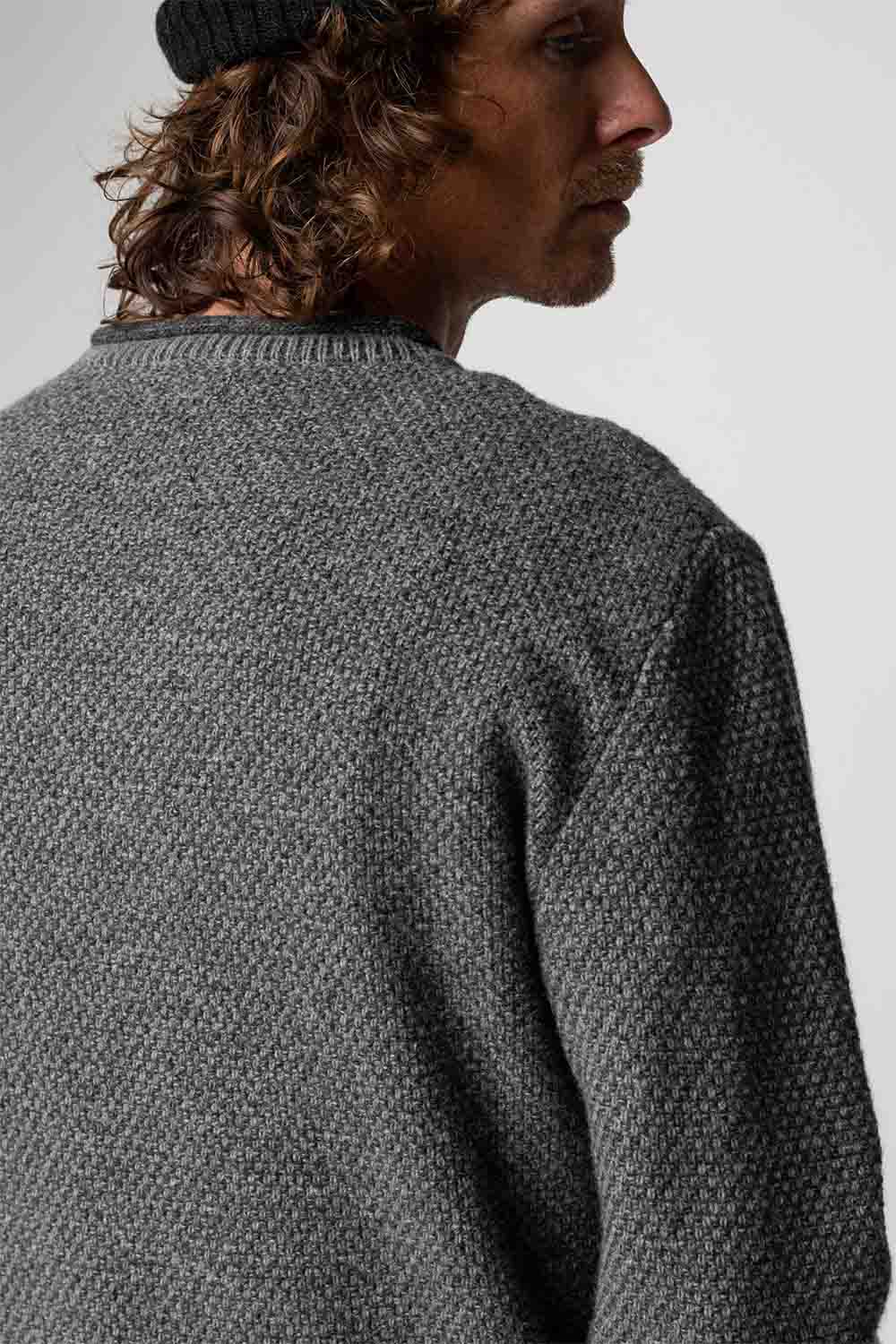finisterre barents jumper grey marl back detail
