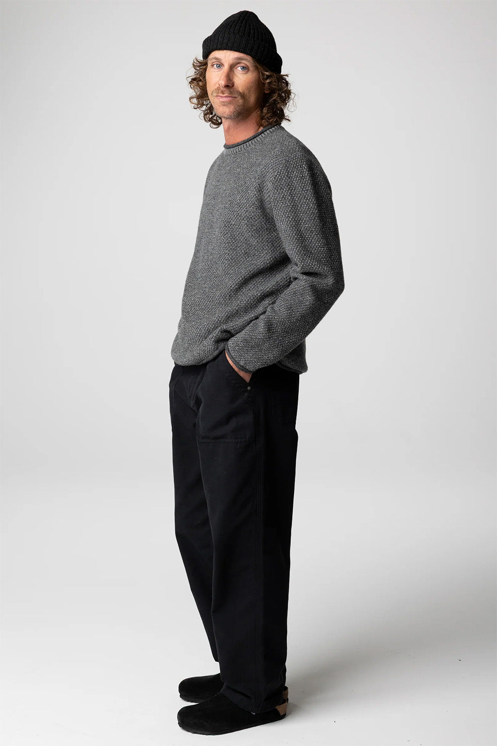 finisterre barents jumper grey marl front