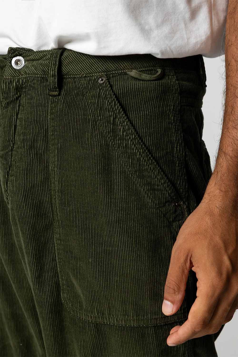 finisterre basset cord trouser timber green detail