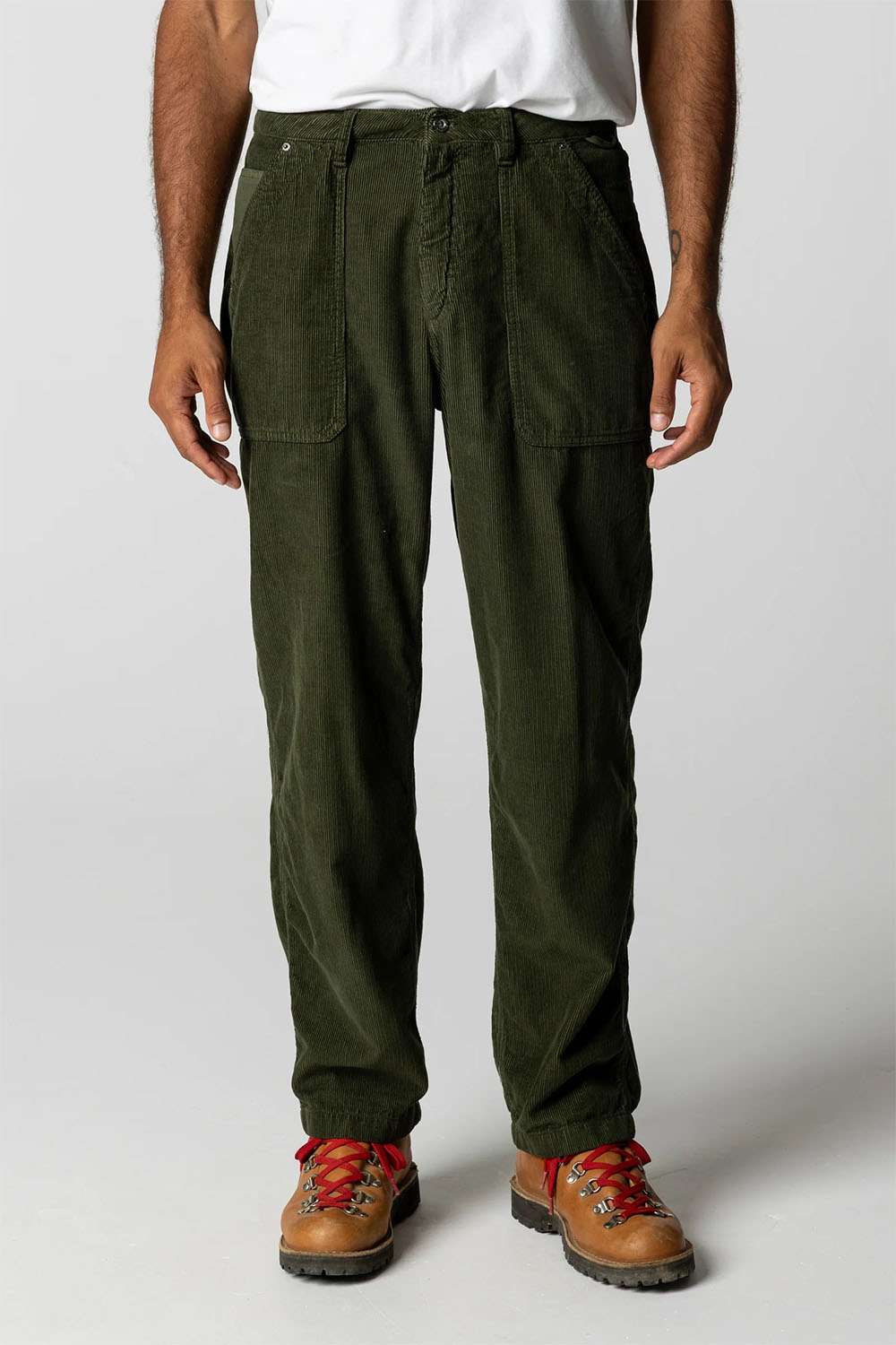 finisterre basset cord trouser timber green front