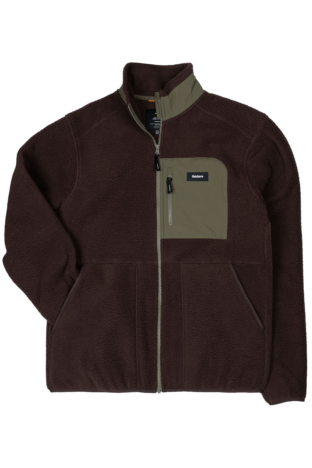 finisterre bolster fleece full zip burnt umber olive flatlay