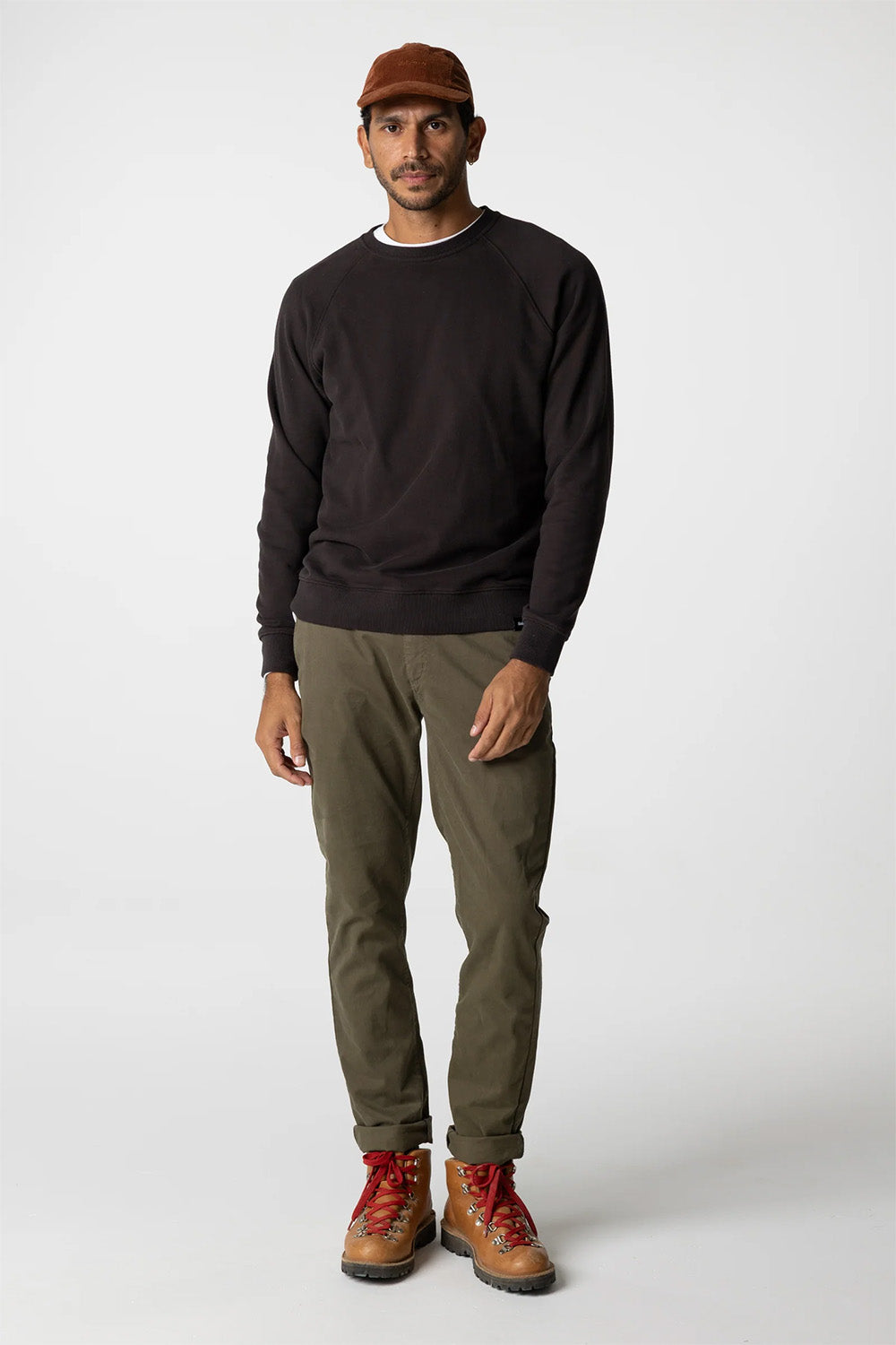 finisterre coho sweatshirt burnt umber front