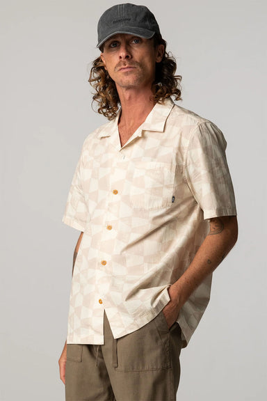 finisterre dylan printed ss painted check ecru