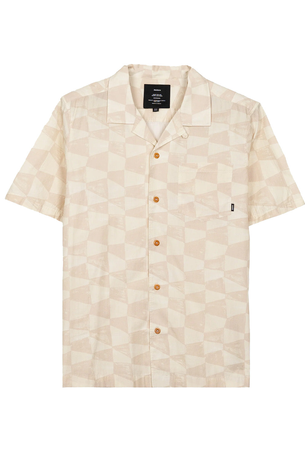 finisterre dylan printed ss painted check ecru flatlay