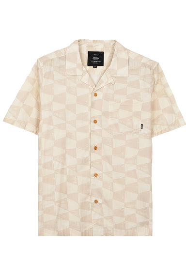 finisterre dylan printed ss painted check ecru flatlay