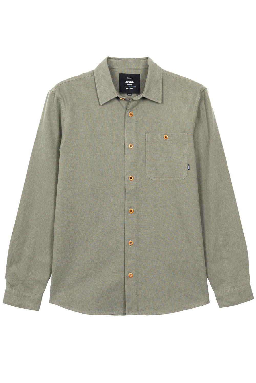 finisterre gylly shirt shadow green flatlay