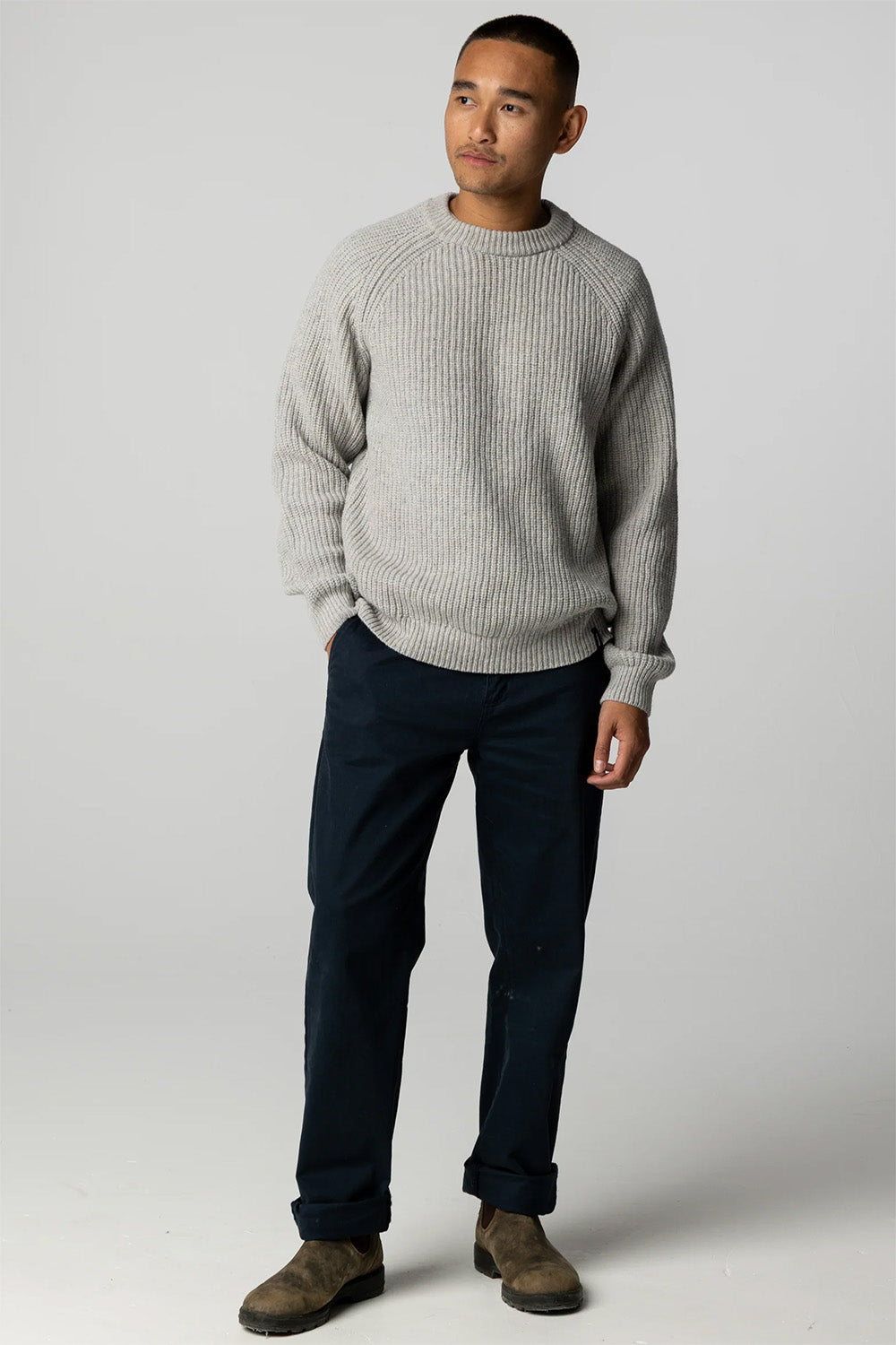 finisterre mora jumper grey marl front