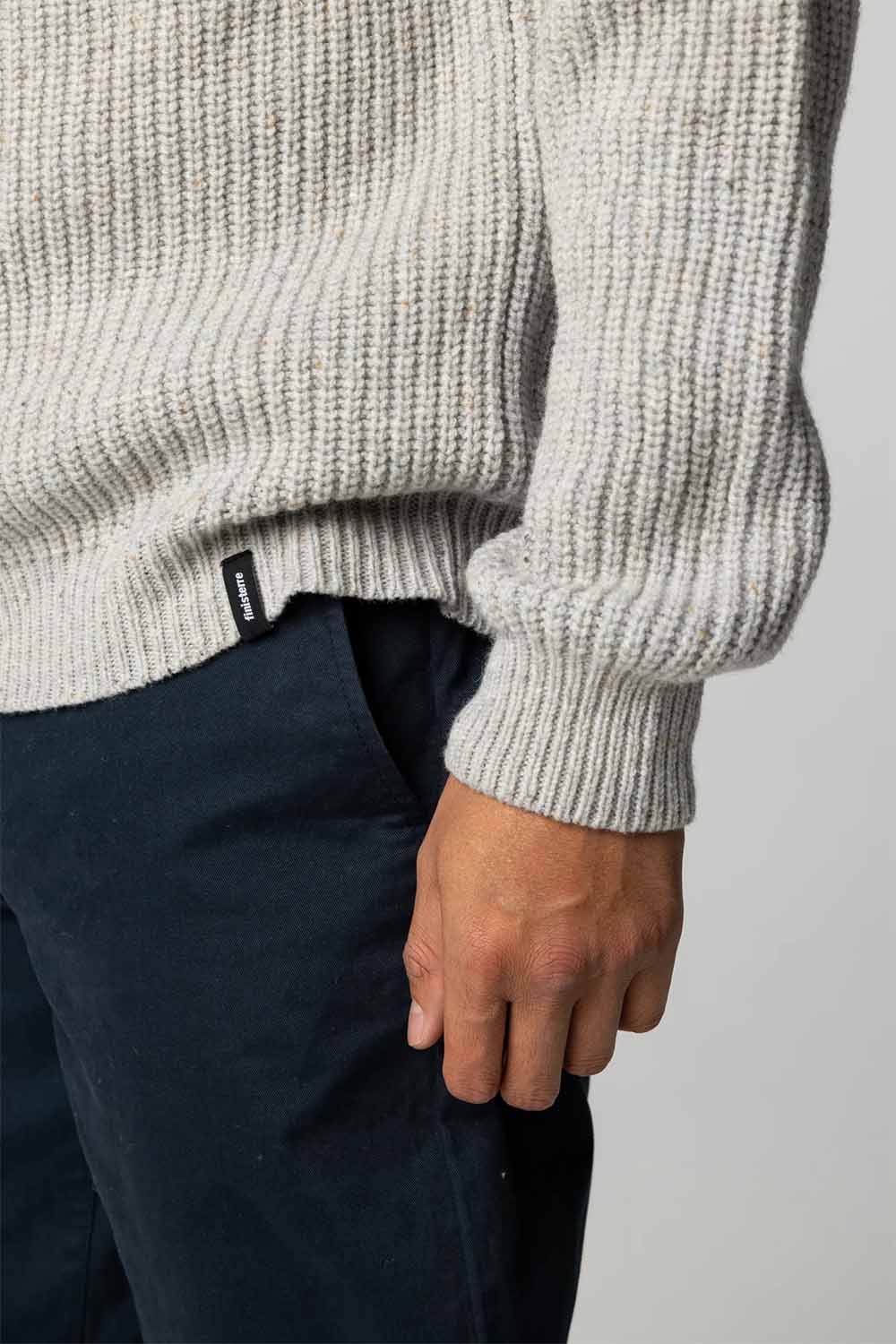 finisterre mora jumper grey marl sleeve