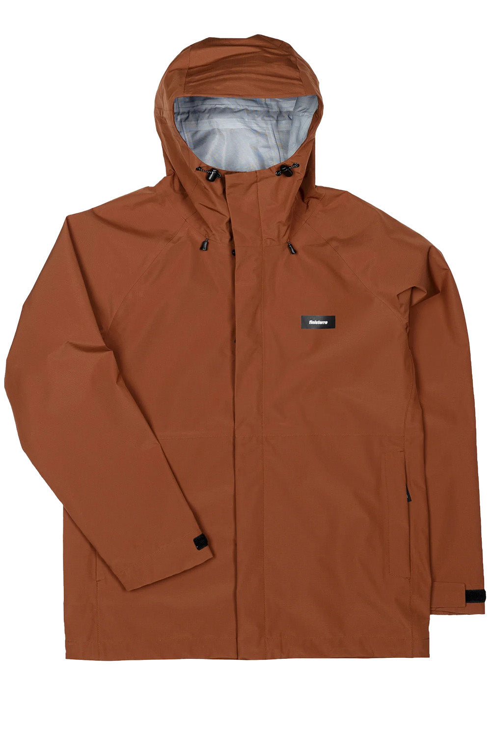finisterre skybird rain jacket pecan flatlay