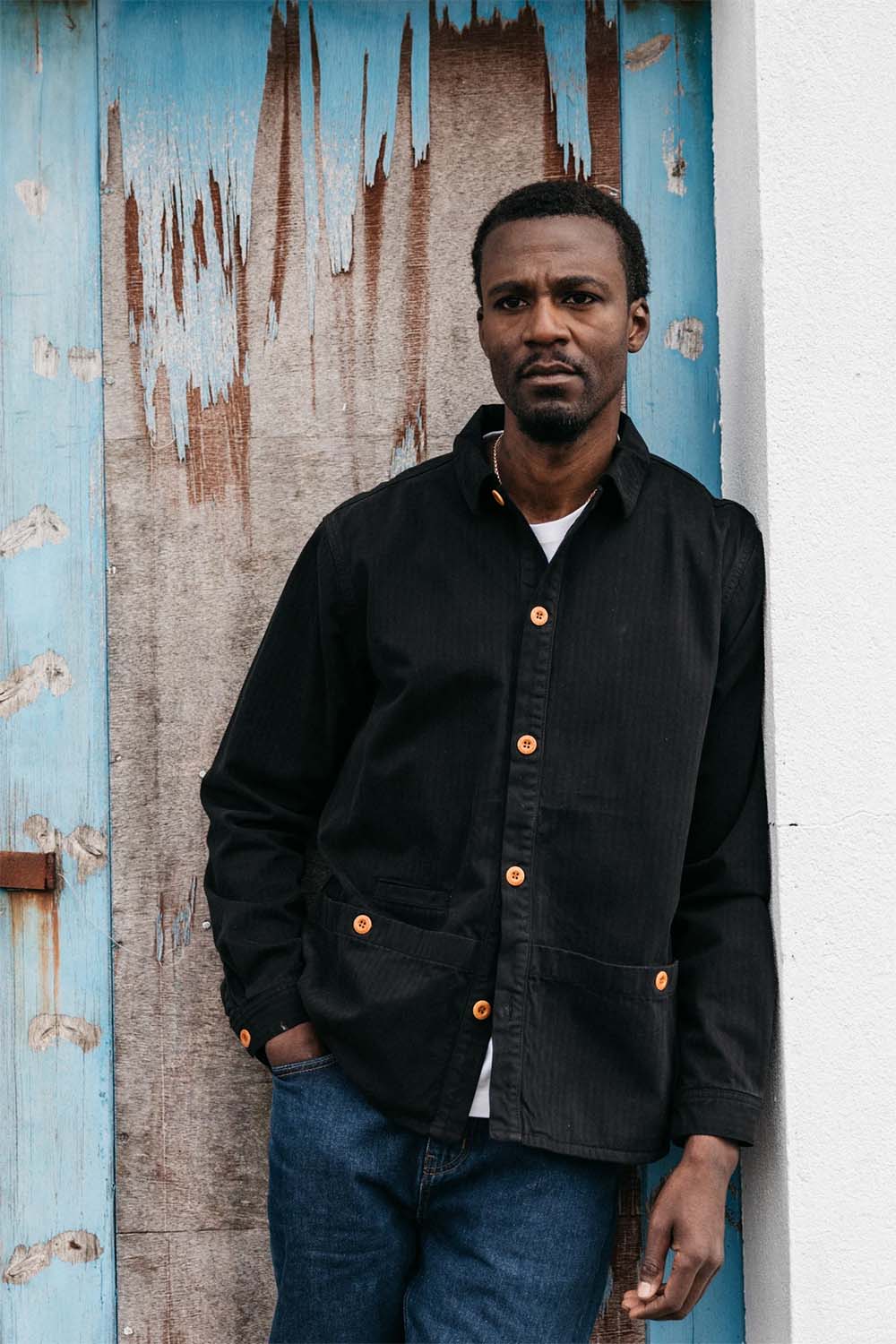 finisterre tonkin work shirt washed black front