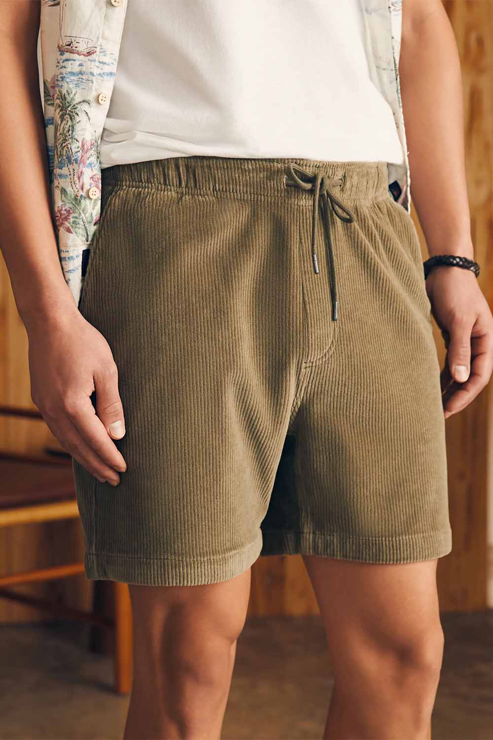 Faherty - Drawstring Cord Short - Surplus Olive - Detail