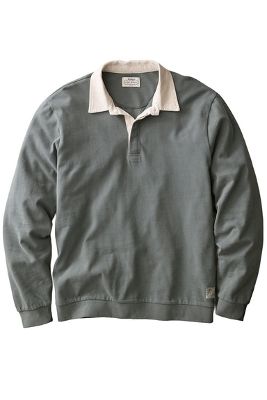 Marine Layer Sueded Rugby Polo in Balsam Green — Flatlay view