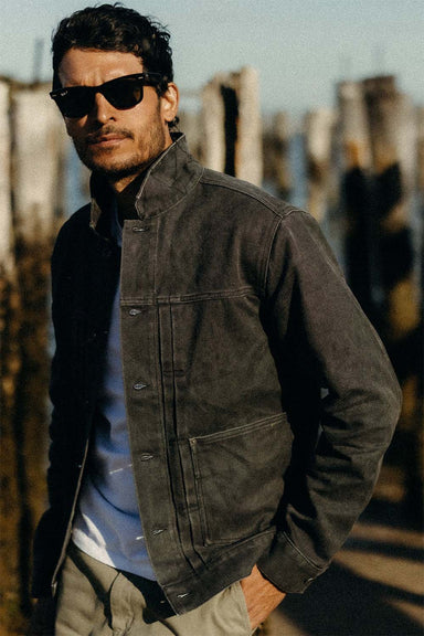 Taylor Stitch THE RYDER JACKET Coal Chipped Canvas Front