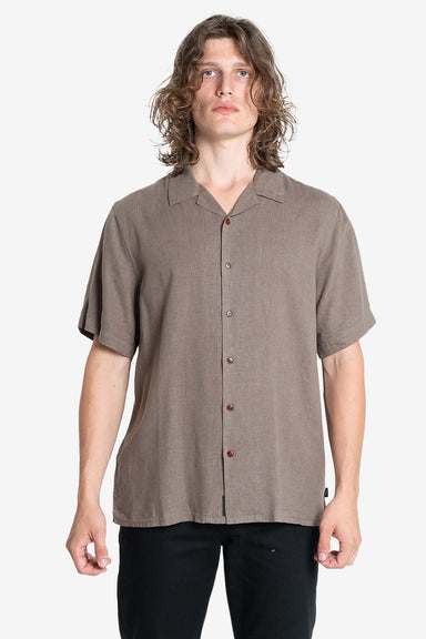 Thrills - Hemp Minimal Thrills Bowling Shirt - Light Canteen - Front
