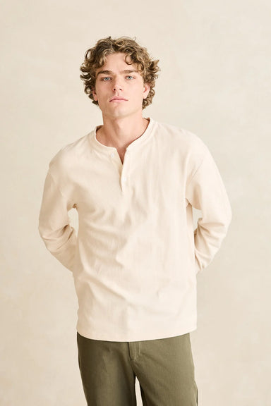 Rhythm Vintage Jersey Henley in Natural — Front view