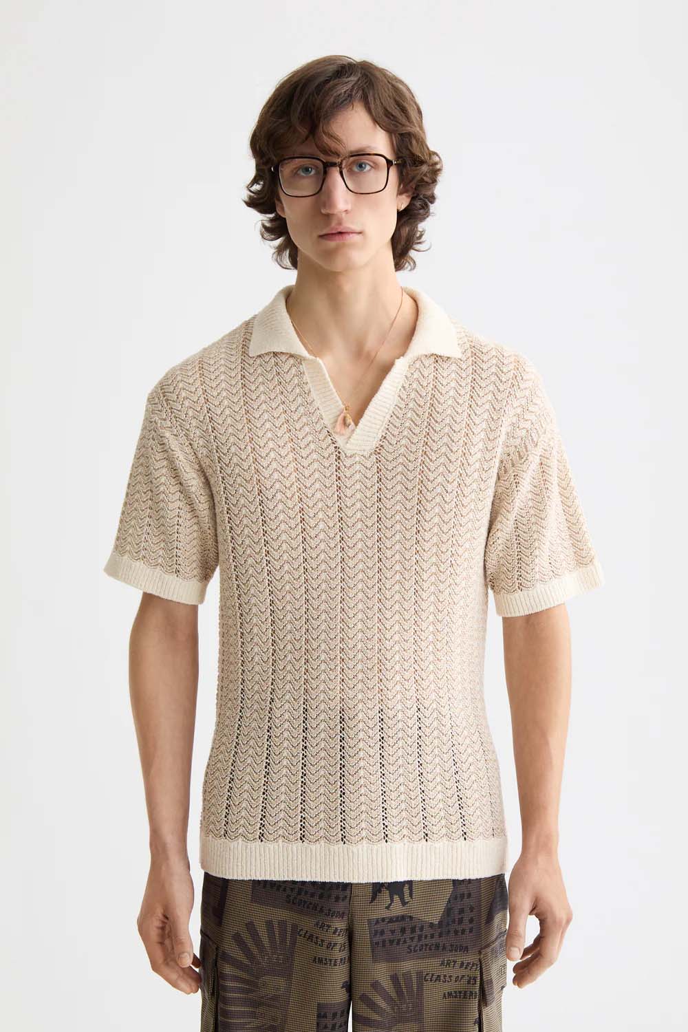 Scotch & Soda - Structured Knitted Polo - Eggnog - Front